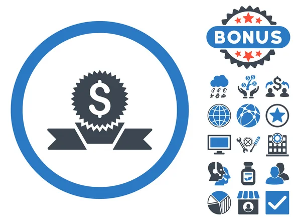 Banking Award platte Vector Icon met Bonus — Stockvector