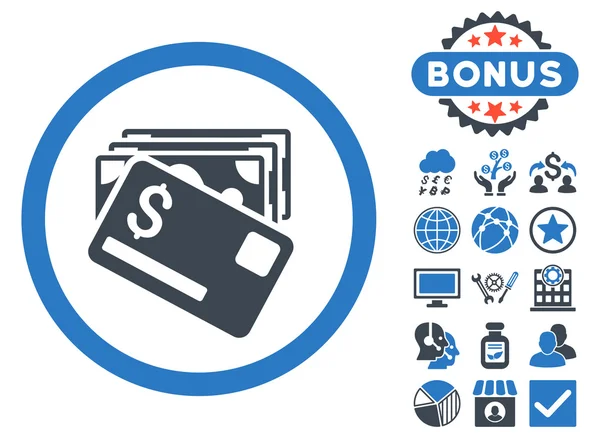 Bankbiljetten en kaart platte Vector Icon met Bonus — Stockvector