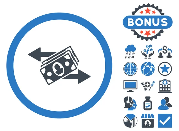 Bankbiljetten betalingen platte Vector Icon met Bonus — Stockvector