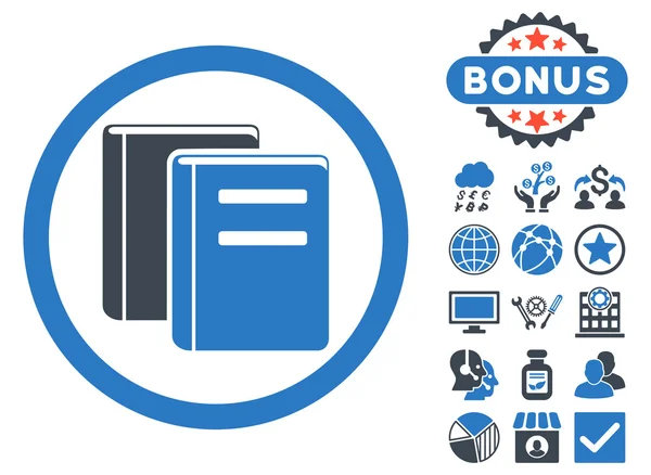 Boeken platte Vector Icon met Bonus — Stockvector