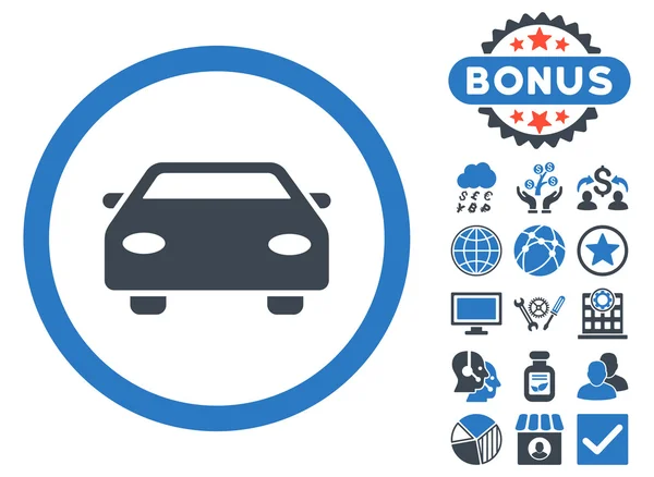 Ícone plano do vetor do carro com bônus —  Vetores de Stock