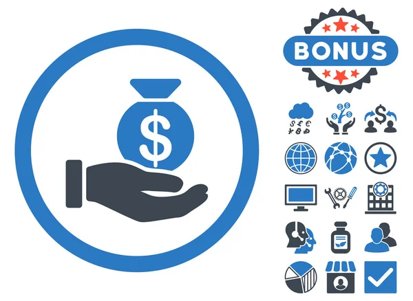 Cash betaling platte Vector Icon met Bonus — Stockvector