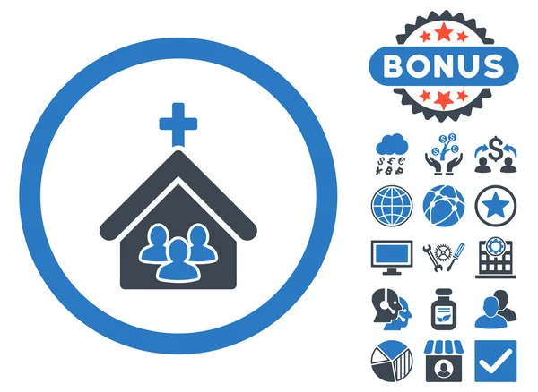 Biserica Flat Vector Icon cu bonus — Vector de stoc