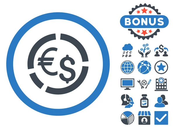 Waluty diagramu płaskie wektor ikona z Bonus — Wektor stockowy