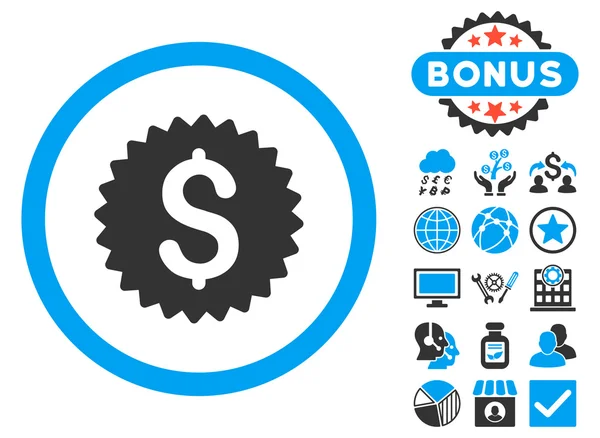 Pieczęć banku płaskie wektor ikona z Bonus — Wektor stockowy