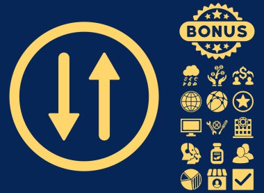 Dikey düz vektör simge Bonus ile okları değişimi