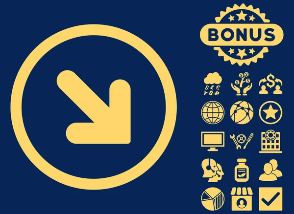 Pijl-omlaag rechts Flat Vector Icon met Bonus — Stockvector