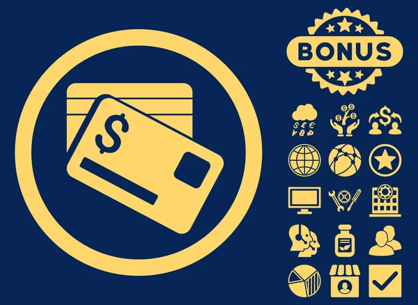 Bank kaarten platte Vector Icon met Bonus — Stockvector