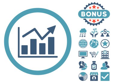 Bonus ile çubuk grafik eğilim düz vektör simgesi