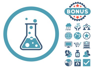 Bonus ile kaynar sıvı şişesi düz vektör simgesi