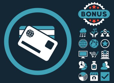 Bonus ile bankacılık kartları düz vektör simgesi