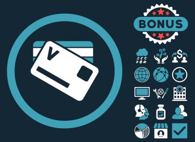 Bonus ile bankacılık kartları düz vektör simgesi