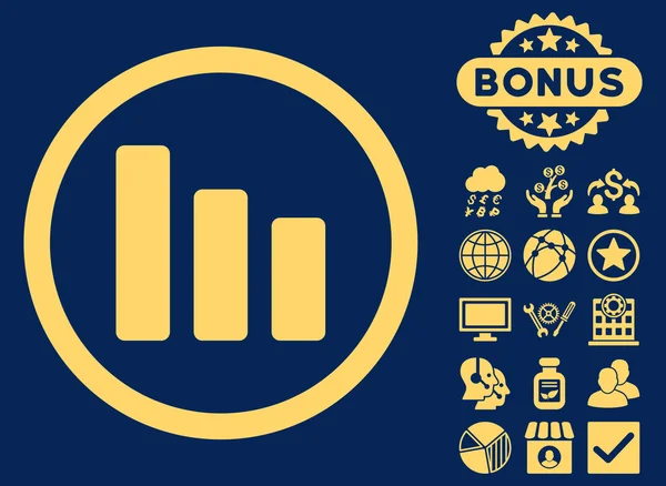 Balkendiagramm verringern flache Vektor-Symbol mit Bonus — Stockvektor