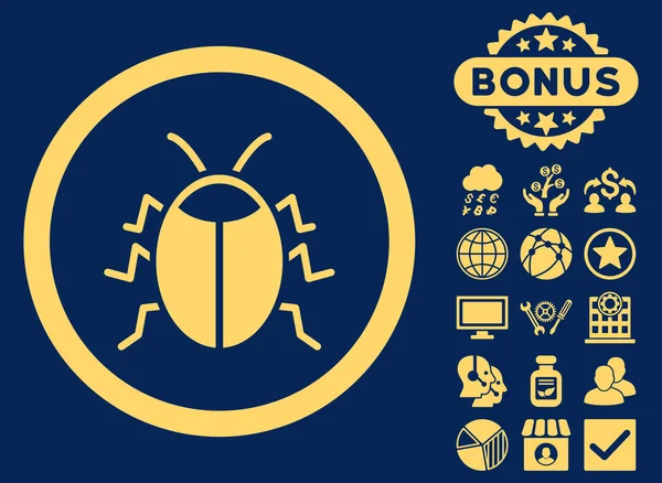 Bug Flat Vector Icono con Bono — Archivo Imágenes Vectoriales