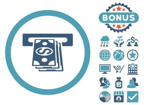 ATM Cashout platte Vector Icon met Bonus — Stockvector