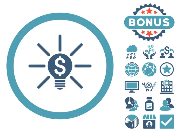 Business Idea Bulb Flat Vector Icon with Bonus — Stock Vector