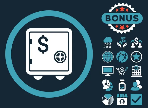 Banking Safe Flat Vector Icono con Bono — Archivo Imágenes Vectoriales