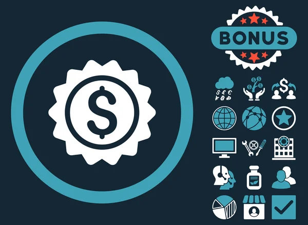 Bankowość pieczęć płaska wektor ikona z Bonus — Wektor stockowy