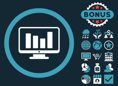 Çubuk grafik düz vektör simge Bonus ile izleme