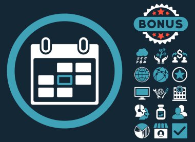 Bonus ile takvim gün düz vektör simgesi