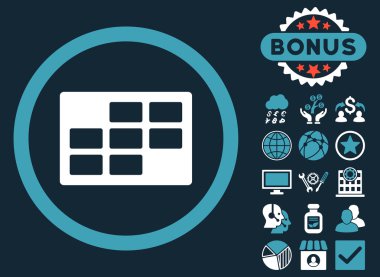 Bonus ile takvim tablo düz vektör simgesi