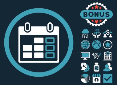 Takvim hafta düz vektör simge Bonus ile