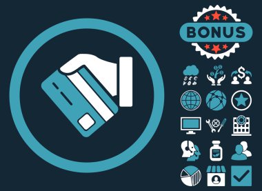 Bonus kart ödeme düz vektör simgesi