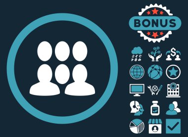 Bonus ile kalabalık düz vektör simgesi