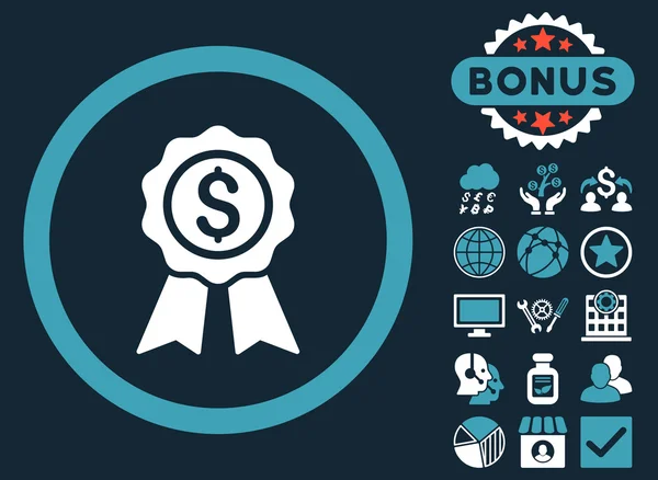 Business Award platte Vector Icon met Bonus — Stockvector