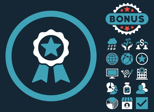 Certificering Seal platte Vector Icon met Bonus — Stockvector