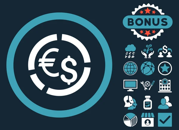 Diagramme de devises Icône vectorielle plate avec Bonus — Image vectorielle