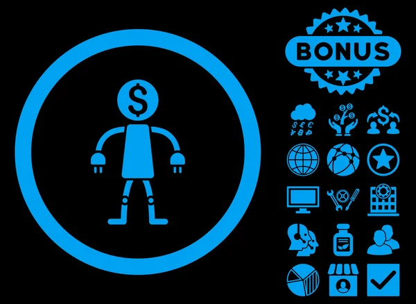 Робот-векторная икона банка с бонусом — стоковый вектор