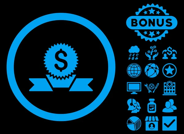 Banking Award platte Vector Icon met Bonus — Stockvector