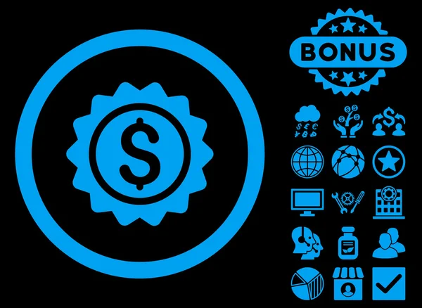 Sello bancario Vector plano Icono con Bono — Vector de stock