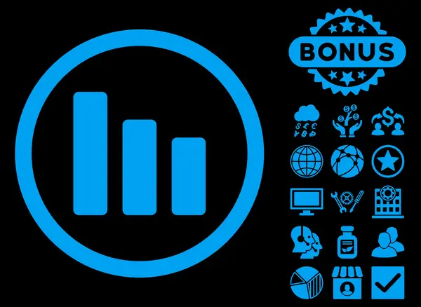 Staafdiagram daling platte Vector Icon met Bonus — Stockvector