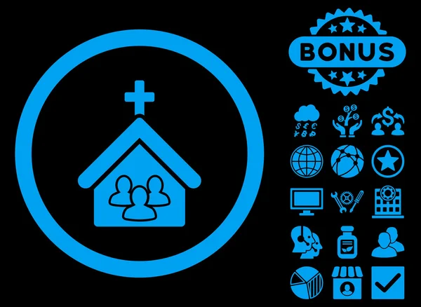 Kostel plochý vektorové ikony s bonusem — Stockový vektor