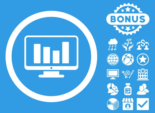 Мониторинг барной стойки икона плоского вектора с бонусом — стоковый вектор