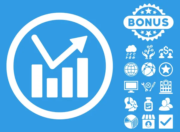 Staafdiagram Trend platte Vector pictogram met Bonus — Stockvector