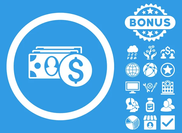 Icono de vector plano en efectivo con bono — Vector de stock