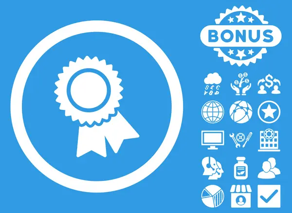 Certificación plana Vector Icono con Bono — Vector de stock