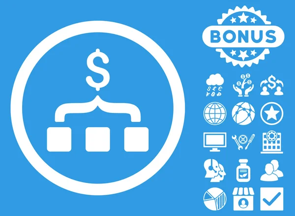 Collect Money Flat Vector Icon with Bonus — Stock Vector