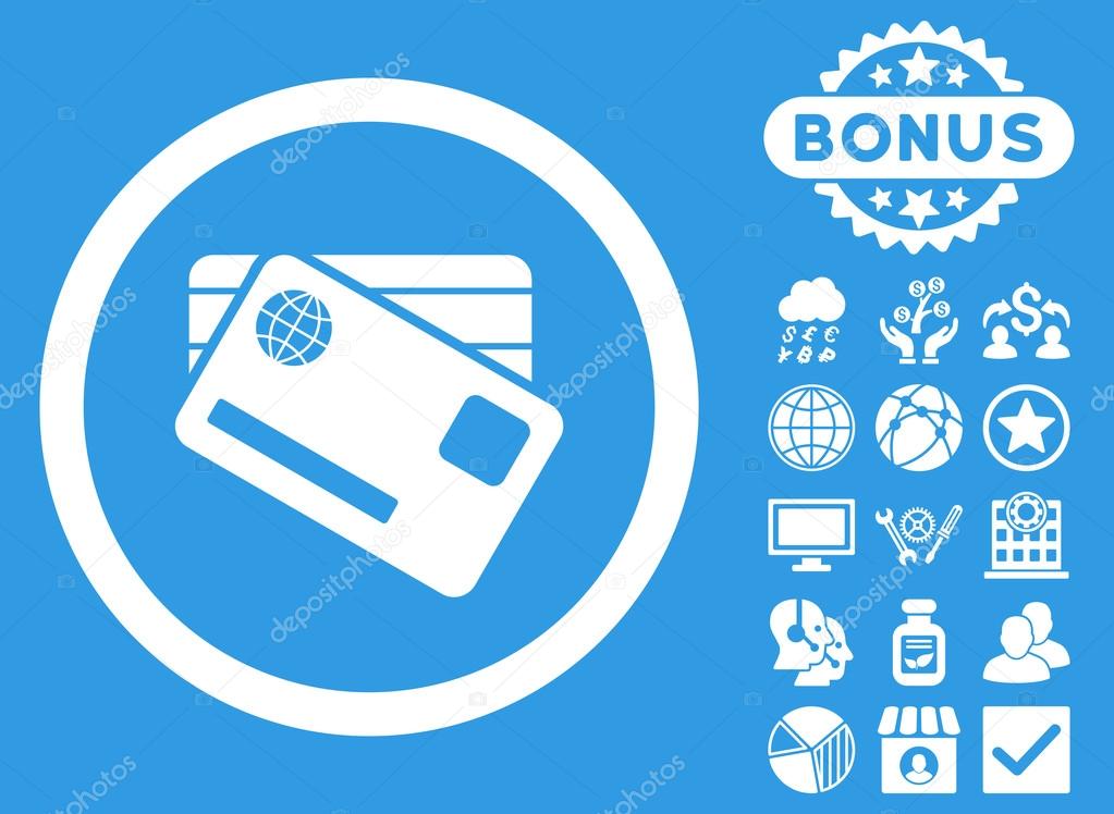 Banking Cards Flat Vector Icon with Bonus