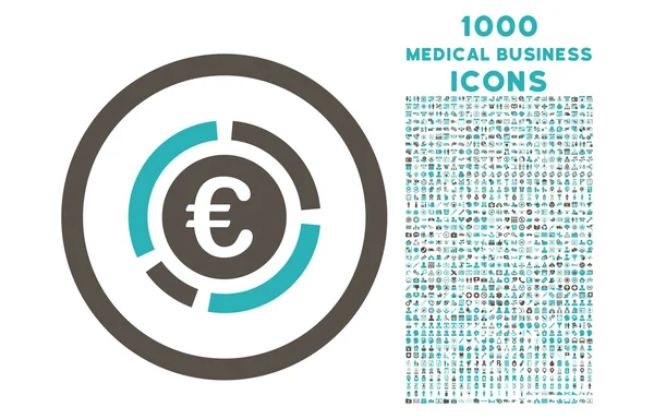 Graf finančního diagramu euro zaokrouhlený ikona s 1000 ikonami bonusů — Stockový vektor
