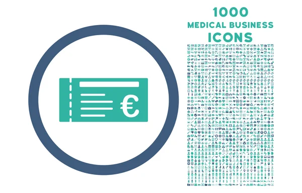 Zaokrouhlená ikona eurolístku s 1000 ikony bonusů — Stockový vektor