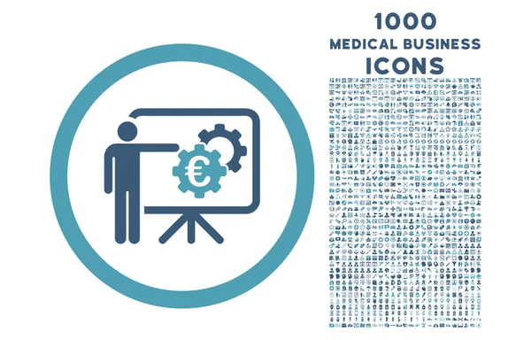 Présentation du projet Euro Business Icône arrondie avec 1000 icônes bonus — Image vectorielle