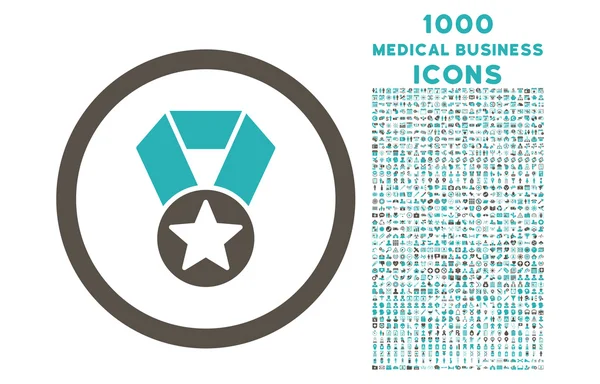 Medalla de Campeón Icono Redondeado con 1000 Iconos de Bono —  Fotos de Stock