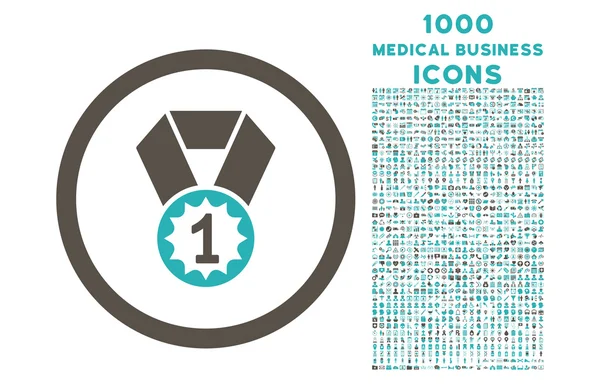 Pierwsze miejsce zaokrąglone ikona z 1000 Bonus ikony — Zdjęcie stockowe
