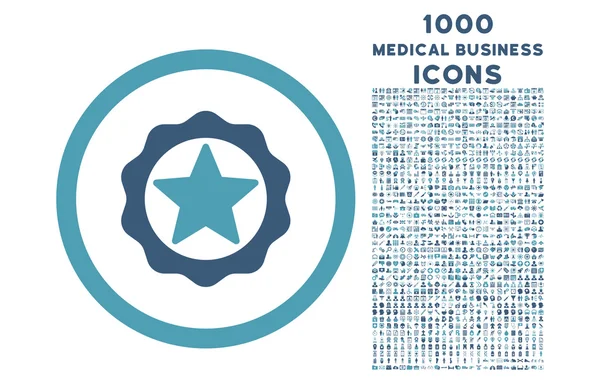 Sello de premio Icono redondeado con 1000 iconos de bonificación —  Fotos de Stock