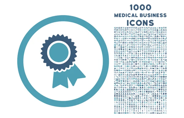 Certifiering rundade ikonen med 1000 Bonus ikoner — Stockfoto