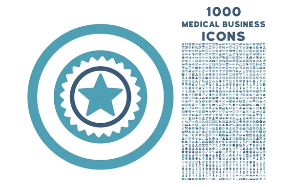 Sello de medalla redondeado icono con 1000 iconos de bonificación —  Fotos de Stock